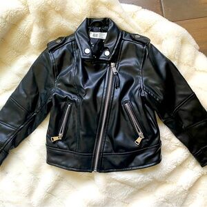 H & M black faux leather jacket. 4t only worn once.